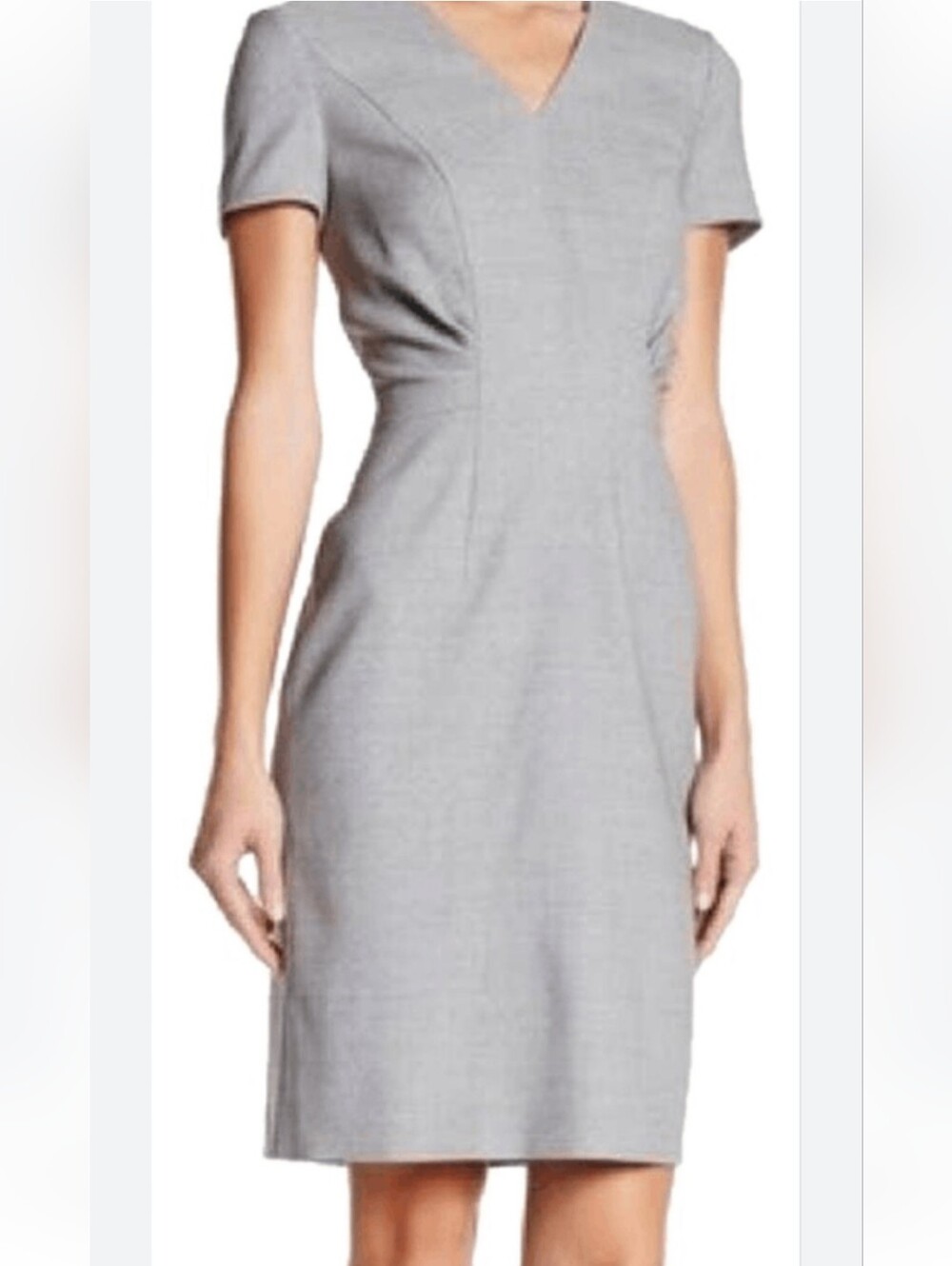 Hugo Boss Deshina 100% Virgin Wool Sheath Dress Gray Office Luxury